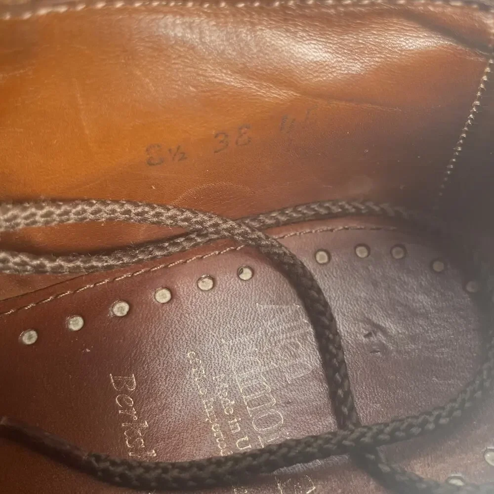 Allen Edmonds Berkshire Mens Size 8.5 3E Tan Brown Leather Oxford Dress Shoe GUC